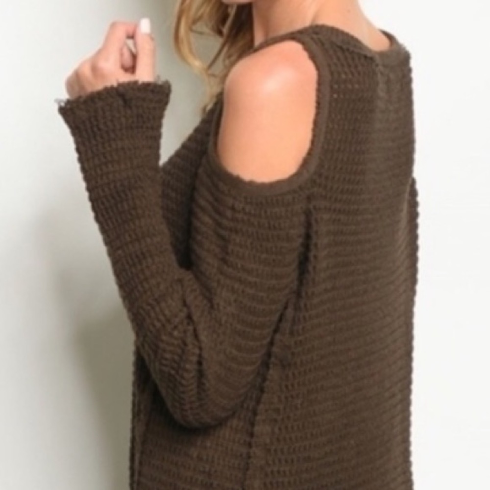 🎉HOST PICK🎉LAST 1❤️COLD SHOULDER WAFFLE KNIT TOP - Picture 4 of 7